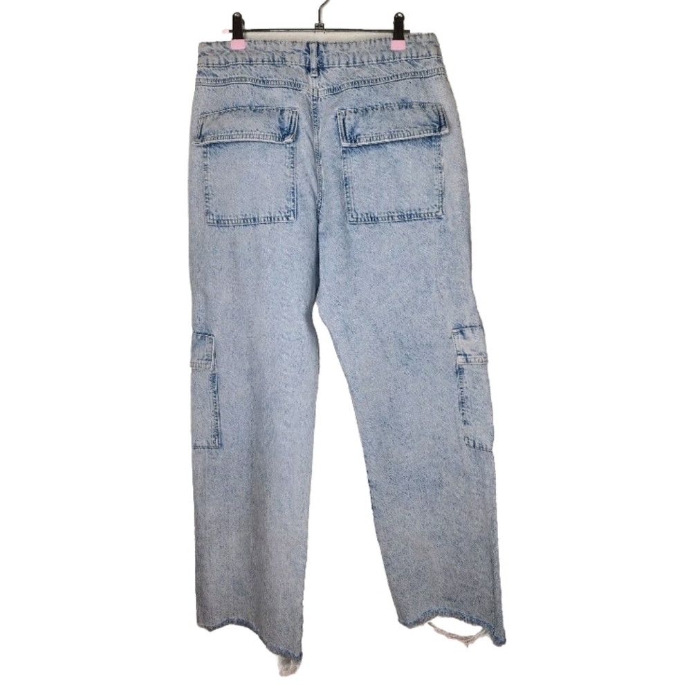 Forever 21 Wide Leg Cargo Jeans Size 28 - Picture 2 of 7